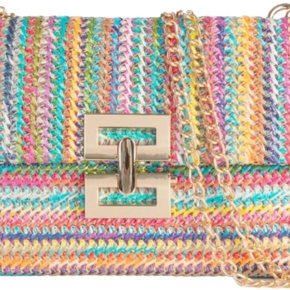 Straw Clutch Purse Women Summer Beach Handbag Envelope Wallet Crossbody